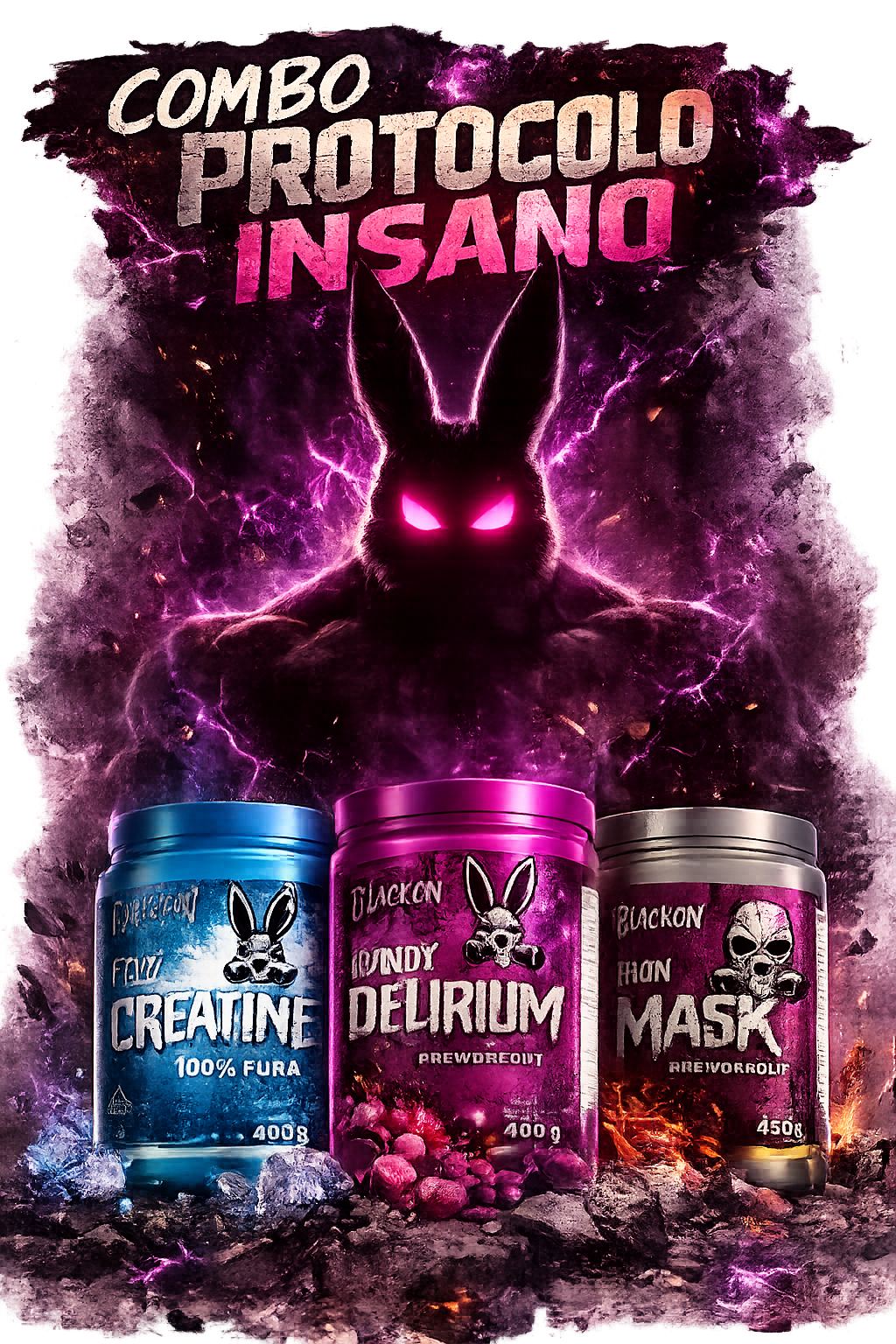 Combo Protocolo Insano BlackOn – Candy Delirium + Iron Mask + Creatina